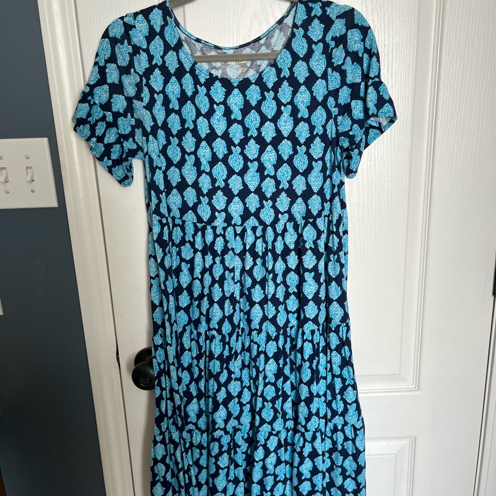 Lilly Pulitzer Blue and White Midi Dress